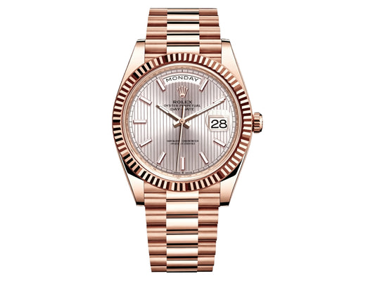 Day Date 40mm RG 228235 Silver Textured Dial on President Bracelet – Premium Edition