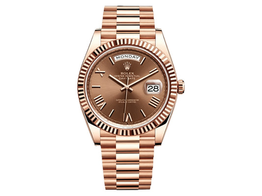 Day Date 40mm RG 228235 Brown Roman Dial on President Bracelet – Premium Edition