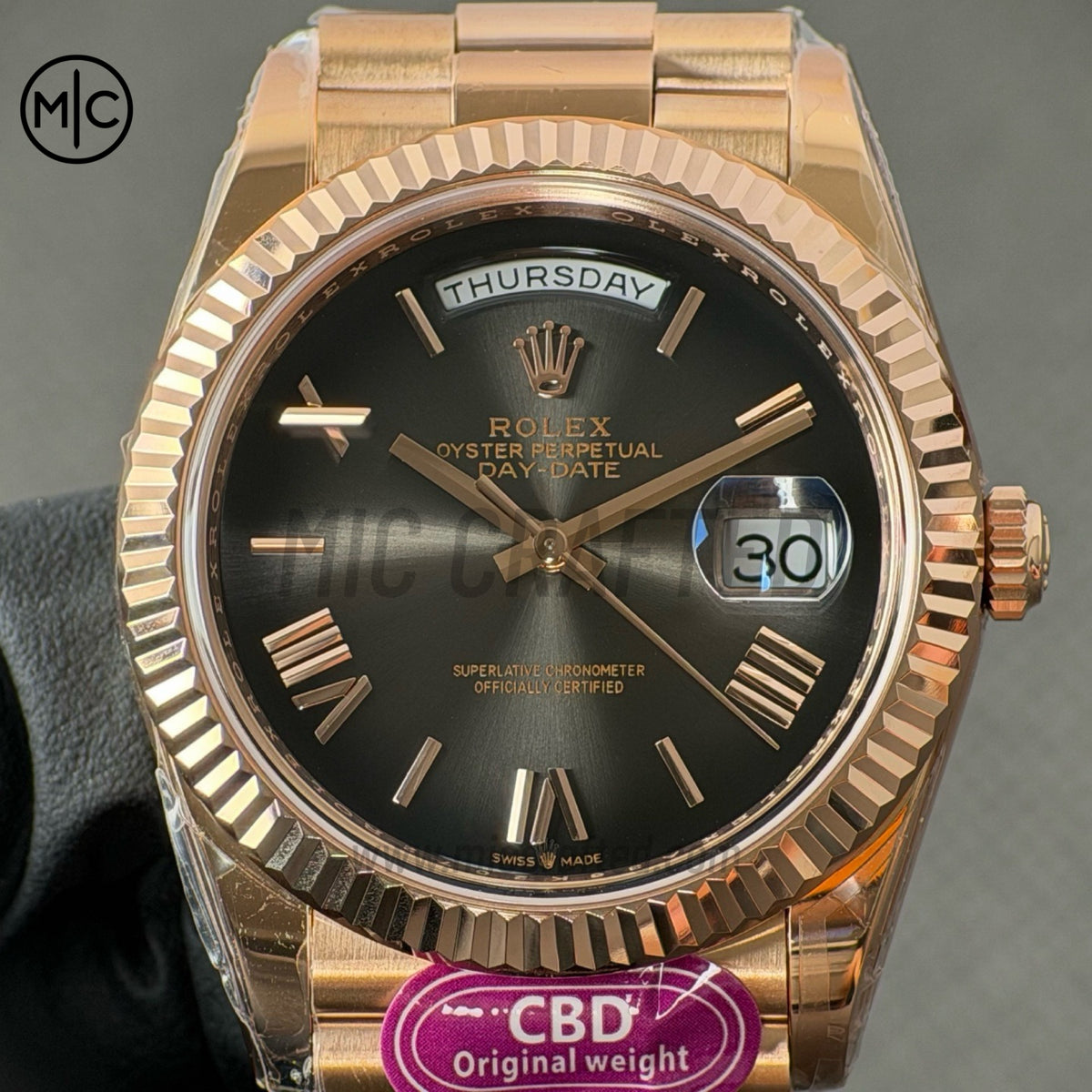 DayDate 40mm 228235 Gray Ombre Roman Dial on President Bracelet – Premium Edition