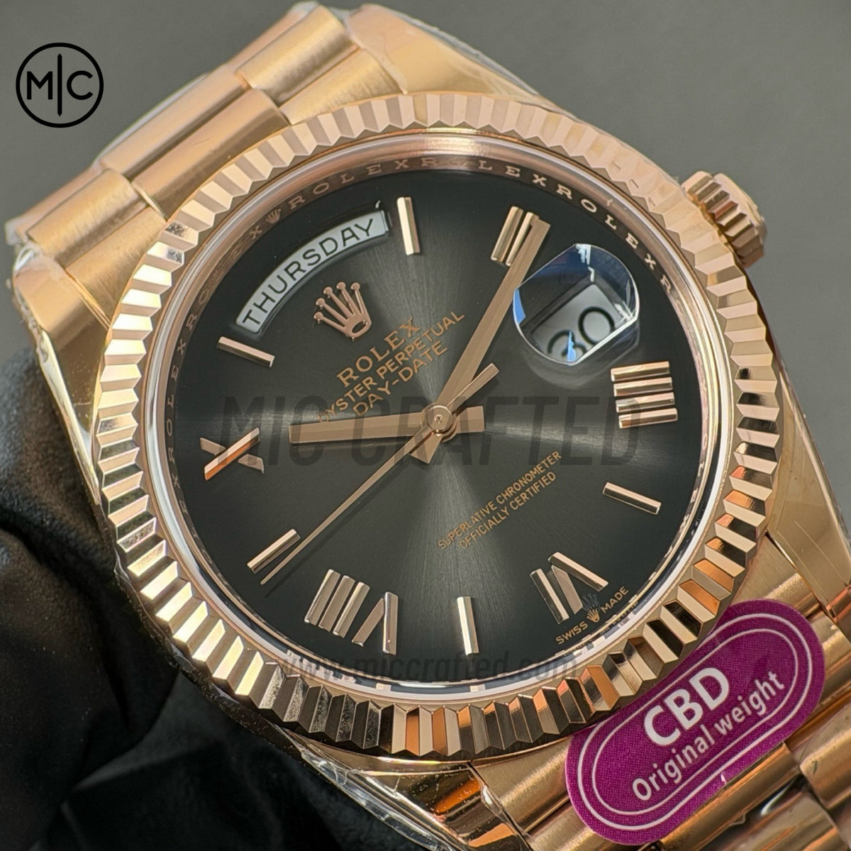 DayDate 40mm 228235 Gray Ombre Roman Dial on President Bracelet – Premium Edition