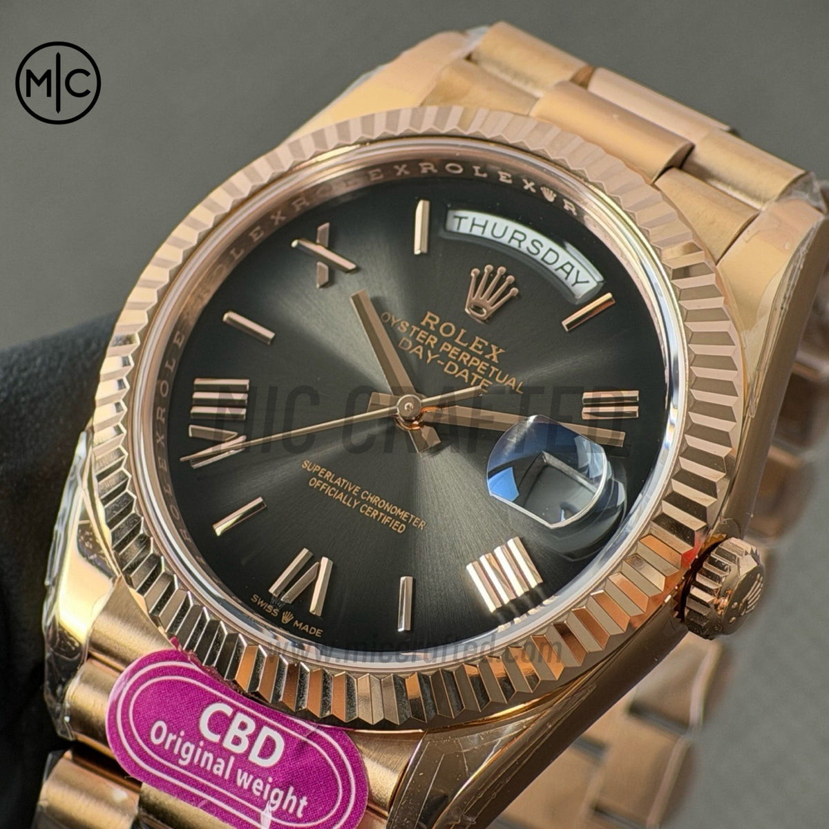 DayDate 40mm 228235 Gray Ombre Roman Dial on President Bracelet – Premium Edition