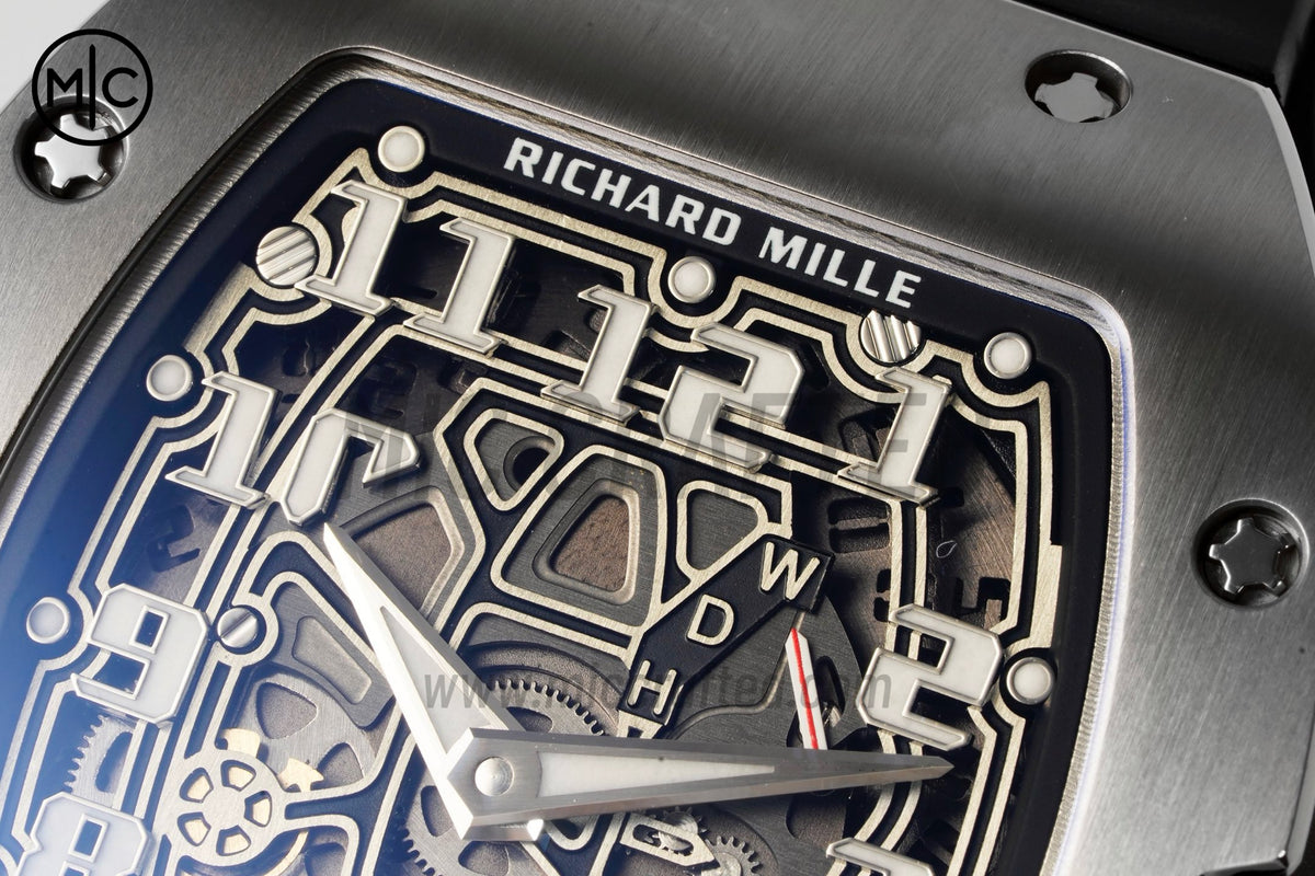RM67-01 鈦金屬鏤空錶盤搭配黑色橡膠錶帶 - 手工製作版