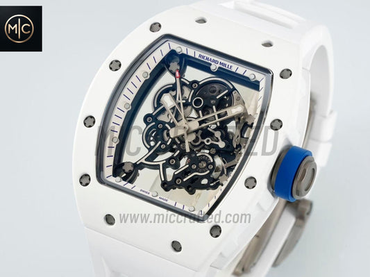 RM055 White Ceramic on White Rubber Strap – Handcrafted Version