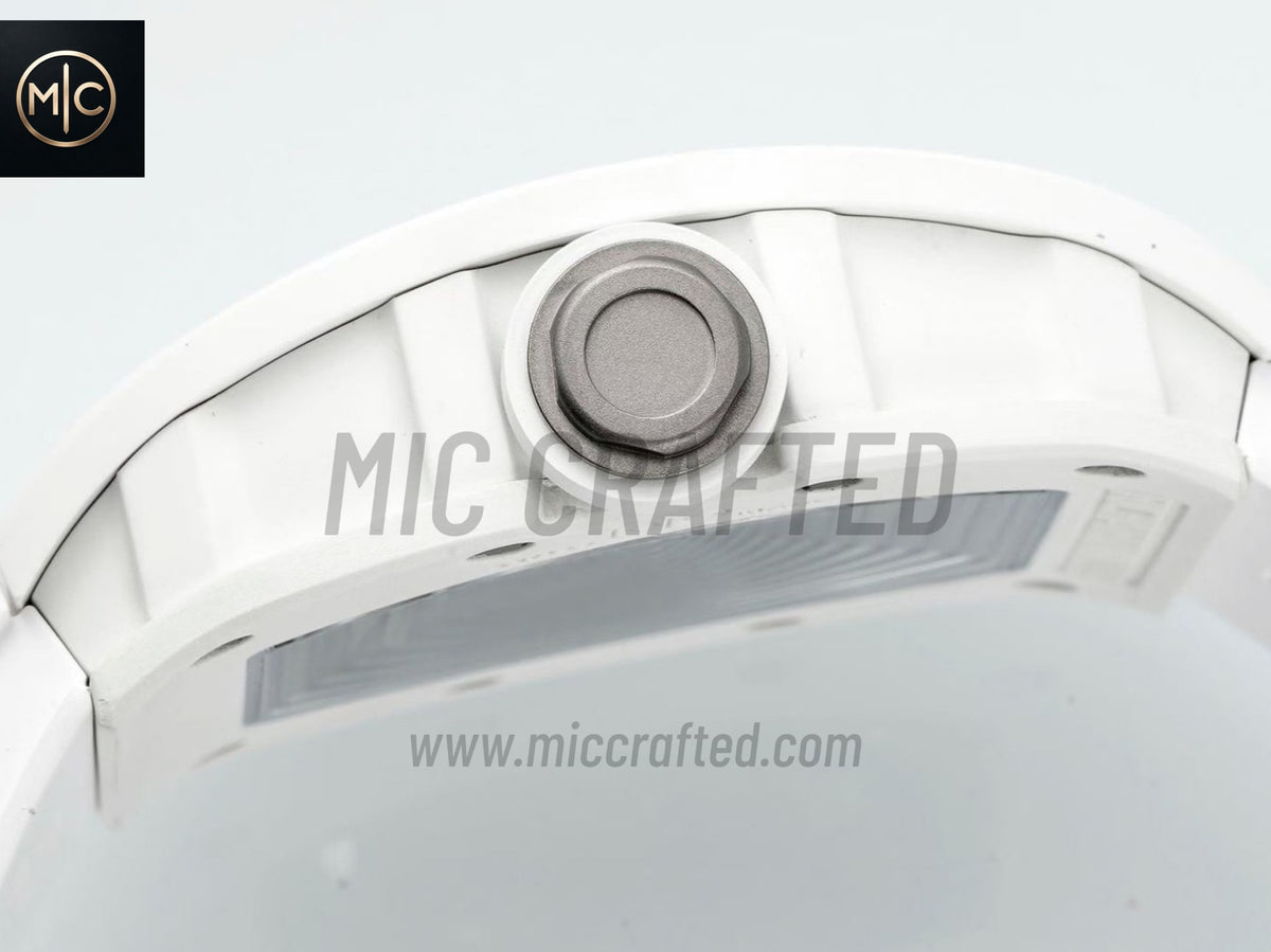 RM055 白色陶瓷搭配白色橡膠錶帶 - 手工製作版
