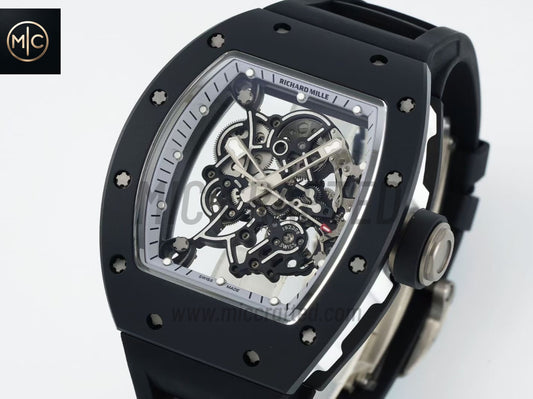 RM055 Black Ceramic on Black Rubber Strap – Handcrafted Version