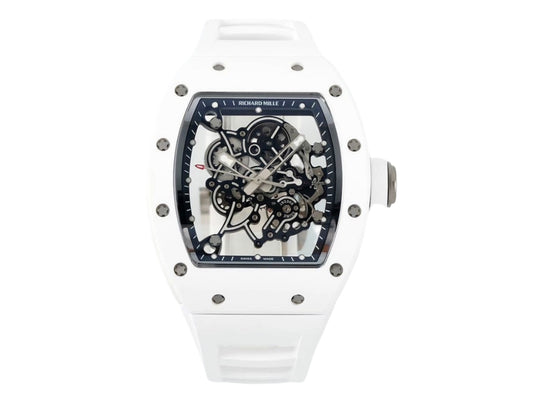 RM055 White Ceramic on White Rubber Strap – Handcrafted Version