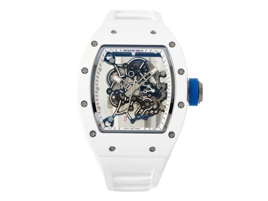 RM055 White Ceramic on White Rubber Strap – Handcrafted Version