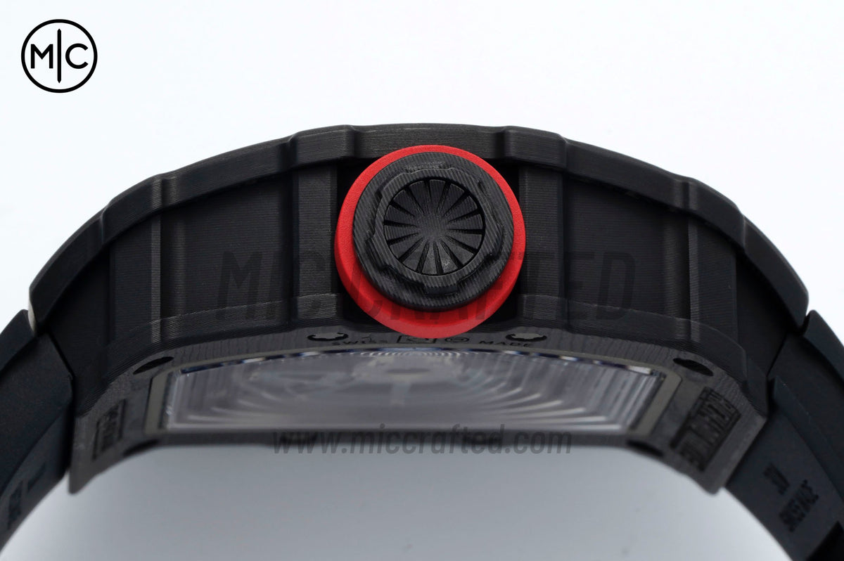 RM035-02 NTPT 鏤空錶盤搭配黑色橡膠錶帶 - 手工製作版