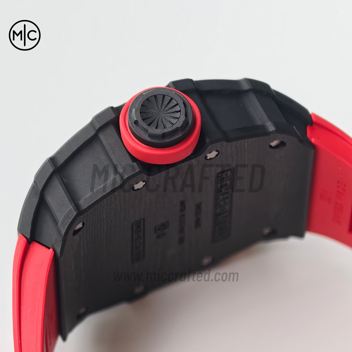RM035-01 Black NTPT Skeleton Dial on Red Rubber Strap – Handcrafted Version