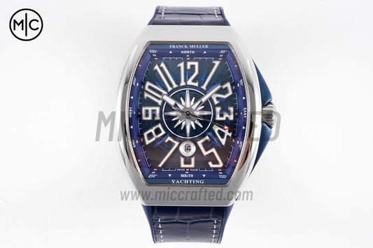 Vanguard V45 Yachting SS Blue Textured Dial on Blue Leather Strap – Premium Edition