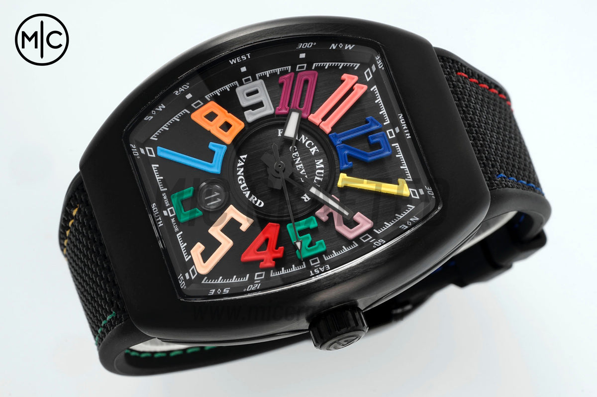 Vanguard V45 PVD Black Dial Colors Markers on Black Nylon Strap – Premium Edition