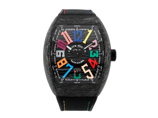 Vanguard V45 Carbon Black Dial Colors Markers on Black Nylon Strap White Stitching – Premium Edition