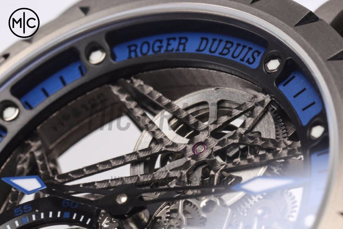 Roger Dubuis Excalibur Spider 鏤空飛行陀飛輪 TI/RU 藍/白 - 高級版