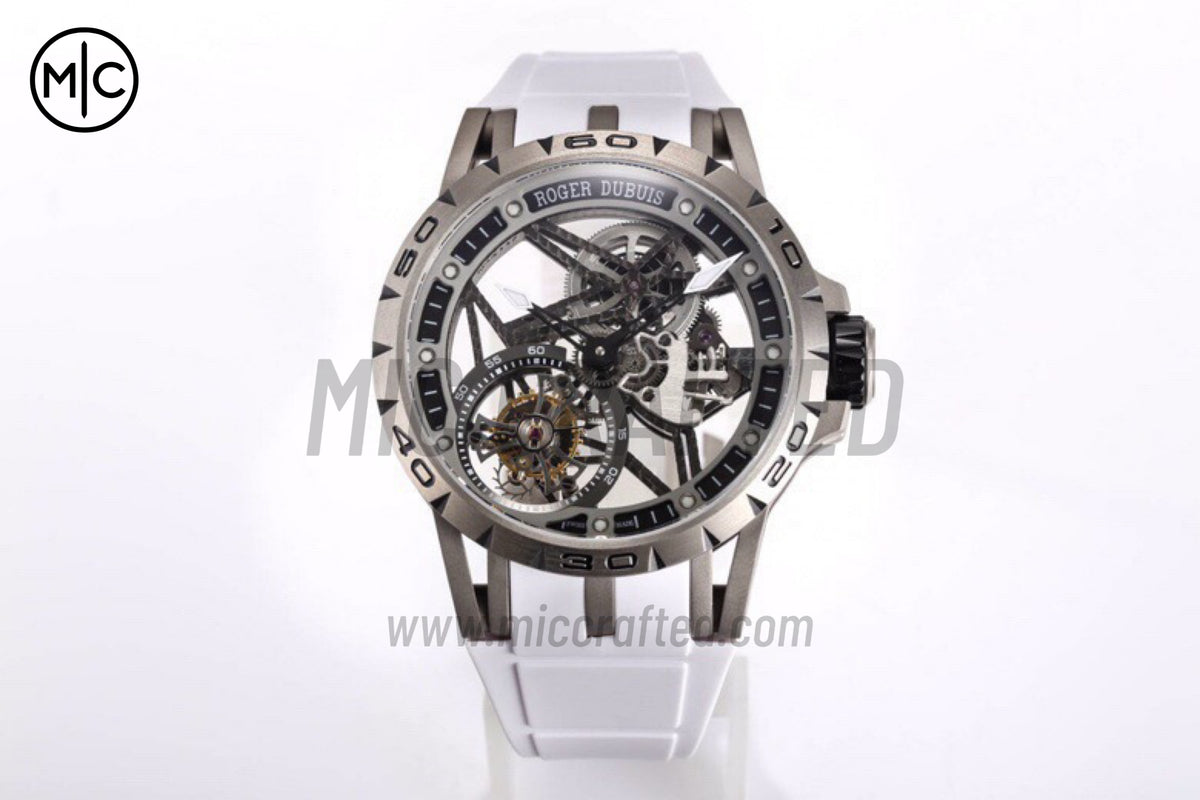 Roger Dubuis Excalibur Spider 鏤空飛行陀飛輪 TI/RU 黑/白 - 高級版