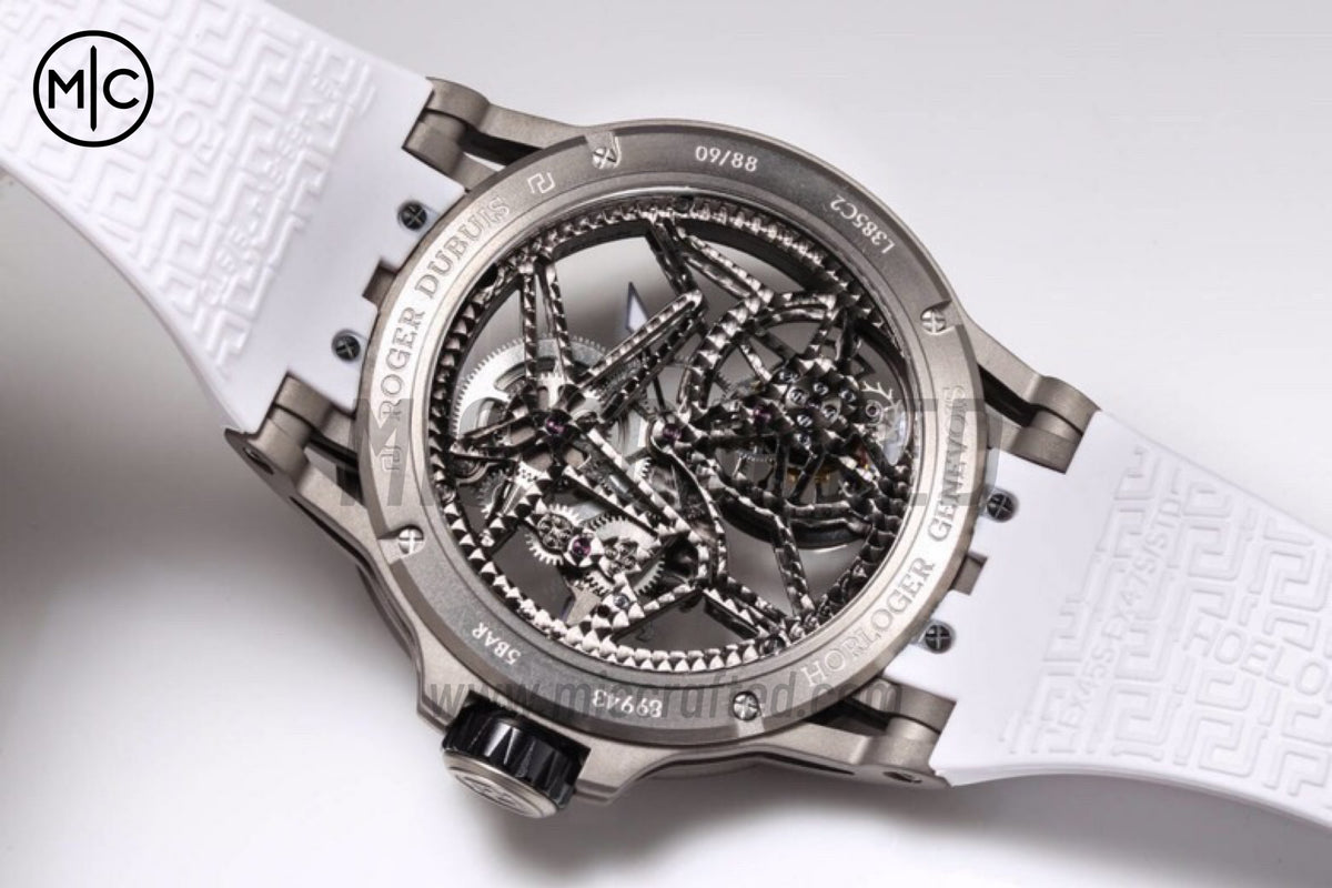 Roger Dubuis Excalibur Spider 鏤空飛行陀飛輪 TI/RU 黑/白 - 高級版