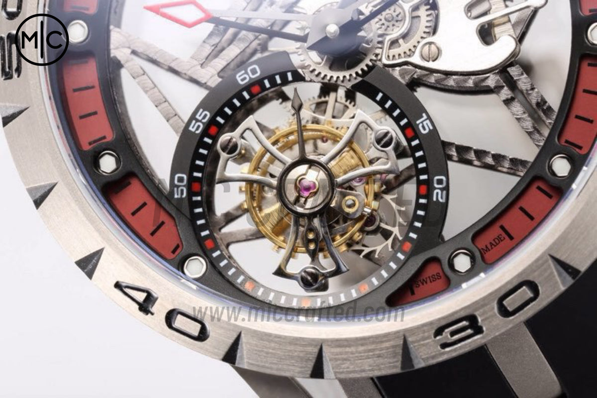 Roger Dubuis Excalibur Spider 鏤空飛行陀飛輪 TI/RU 黑/紅 - 高級版