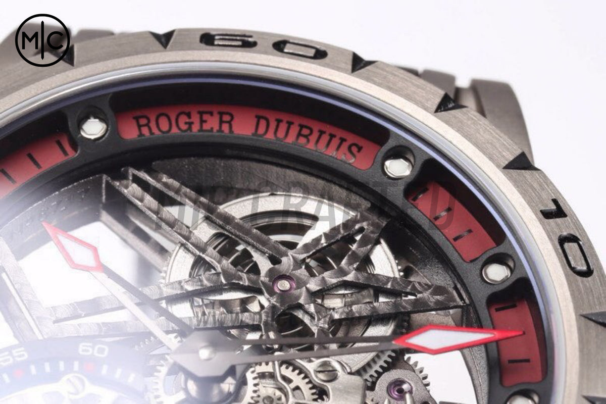 Roger Dubuis Excalibur Spider 鏤空飛行陀飛輪 TI/RU 黑/紅 - 高級版