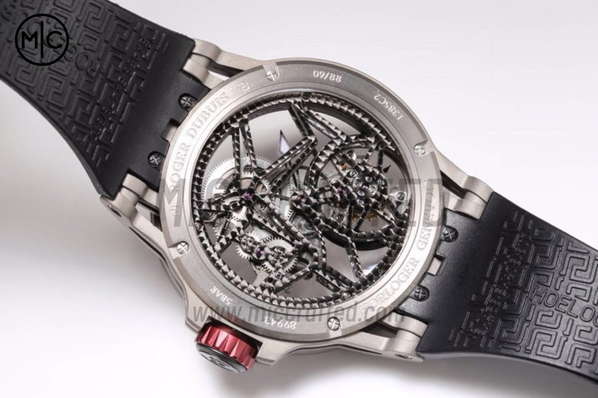 Roger Dubuis Excalibur Spider 鏤空飛行陀飛輪 TI/RU 黑/紅 - 高級版