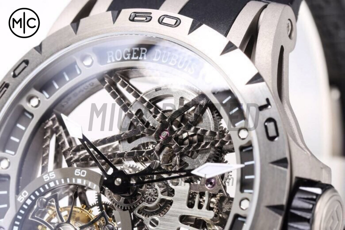 Roger Dubuis Excalibur Spider 鏤空飛行陀飛輪 TI/RU 黑色 - 高級版