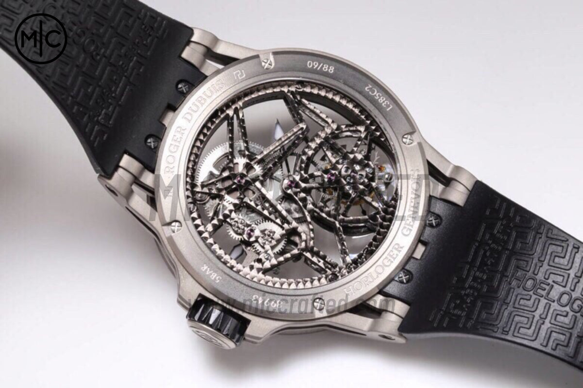 Roger Dubuis Excalibur Spider 鏤空飛行陀飛輪 TI/RU 黑色 - 高級版