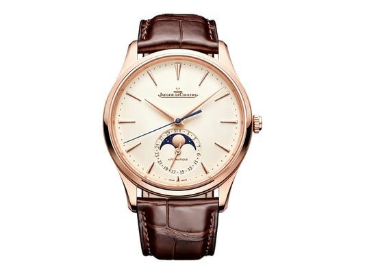 Master Ultra Thin Moon RG White Dial on Brown Leather Strap – Premium Edition