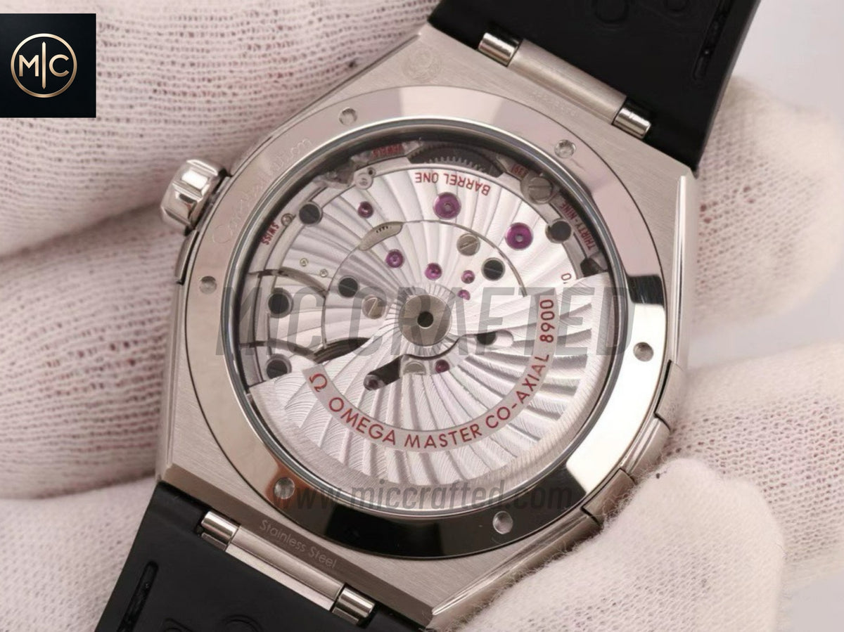 Constellation 41mm Black Ceramic Black Dial on Leather Clad Rubber Strap – Premium Edition