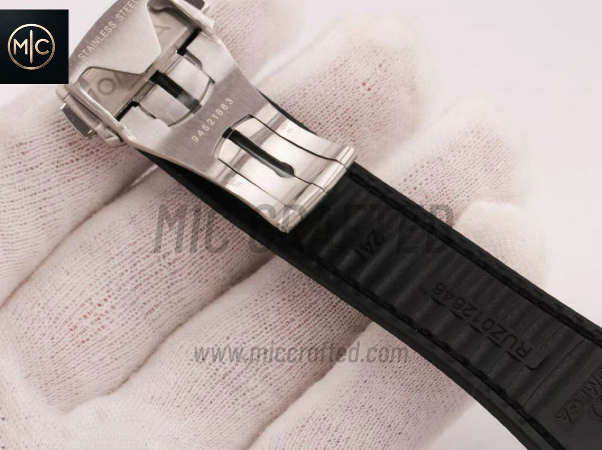 Constellation 41mm Black Ceramic Grey Dial on Leather Clad Rubber Strap – Premium Edition