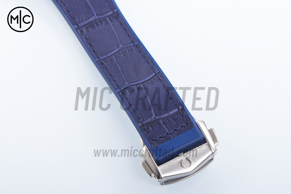Constellation 41mm YG Blue Ceramic Blue Dial on Leather Clad Rubber Strap – Premium Edition