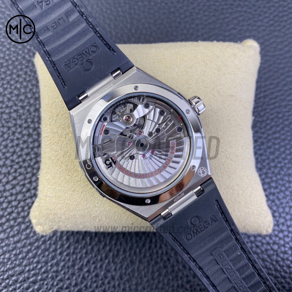 Constellation 41mm Grey Textured Dial on Leather Clad Rubber Strap – Premium Edition