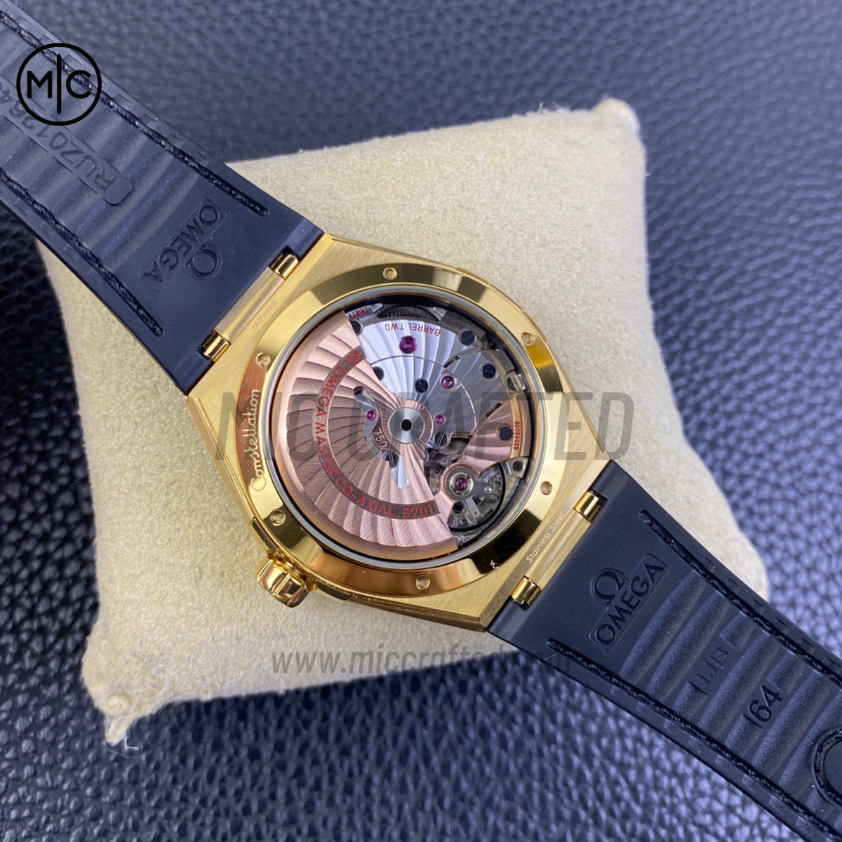 Constellation 41mm YG Black Ceramic on Leather Clad Rubber Strap – Premium Edition