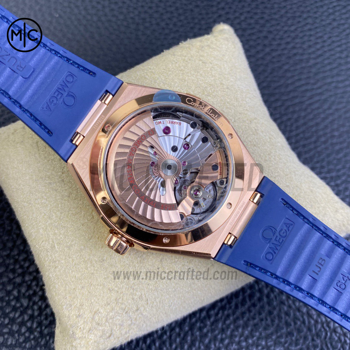 Constellation 41mm RG Blue Ceramic Blue Dial on Leather Clad Rubber Strap – Premium Edition