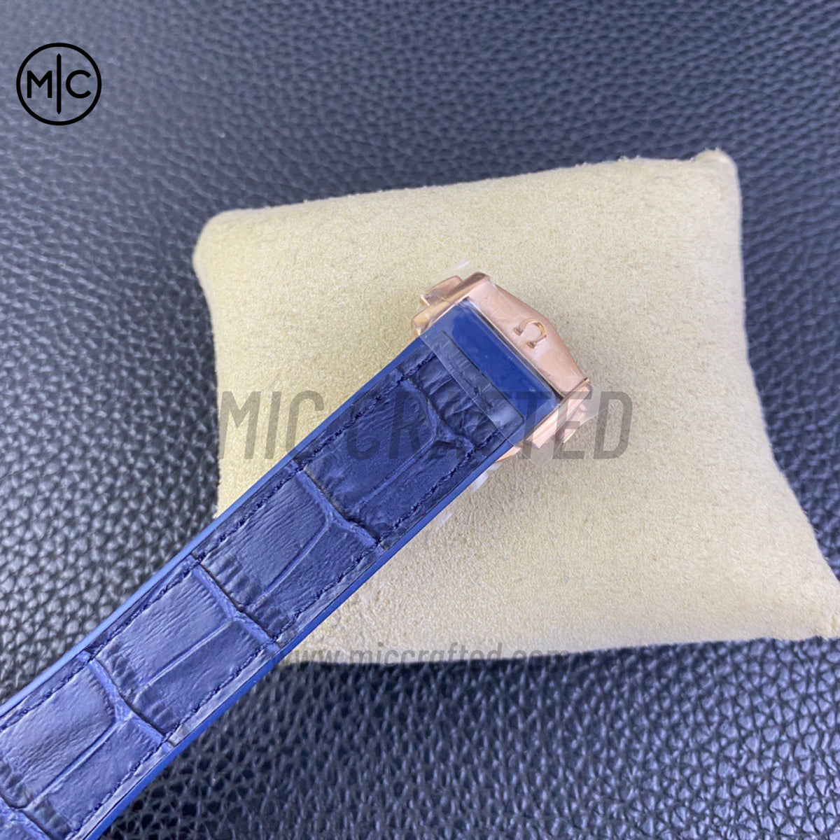 Constellation 41mm RG Blue Ceramic Blue Dial on Leather Clad Rubber Strap – Premium Edition