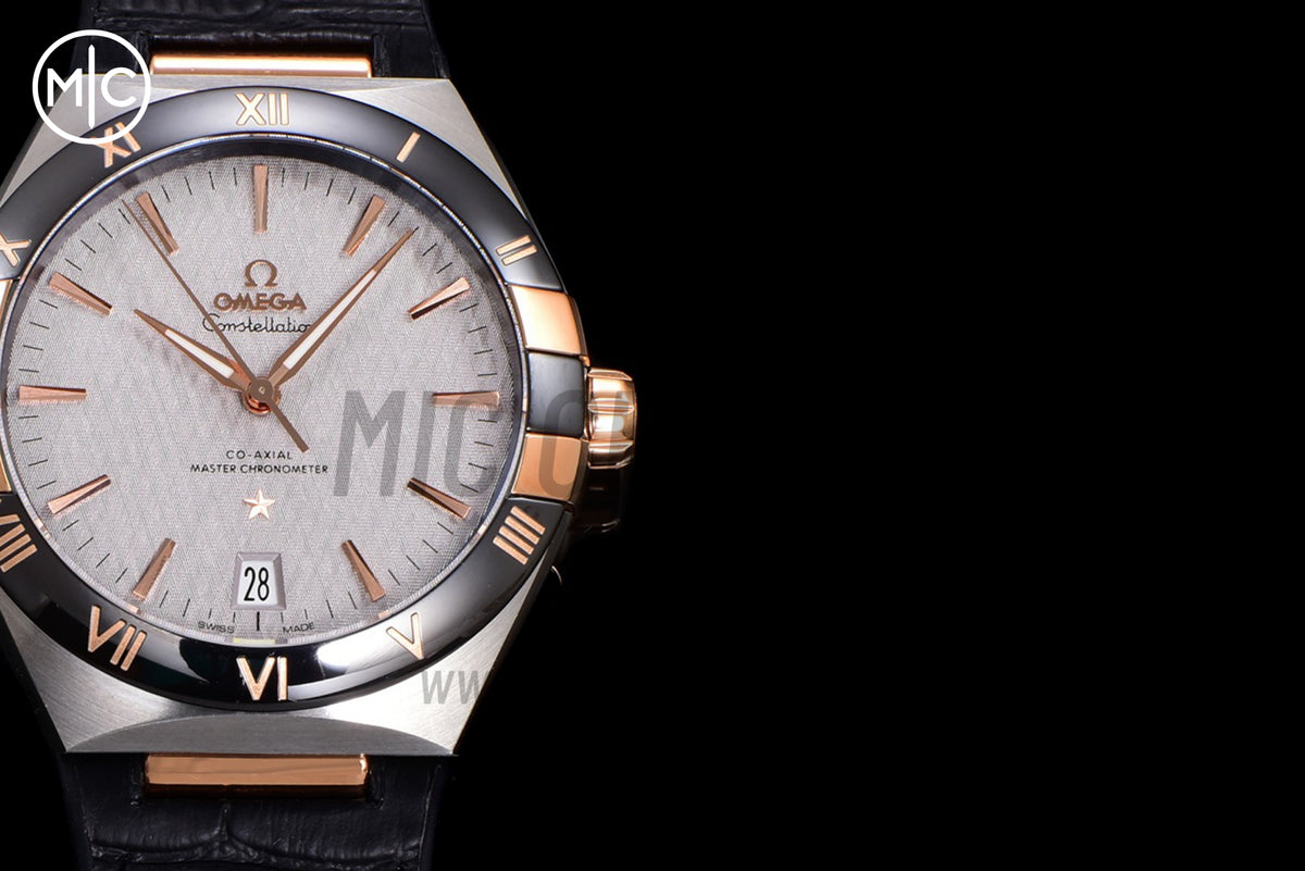 Constellation 41mm RG Silver Grey Dial on Leather Clad Rubber Strap – Premium Edition