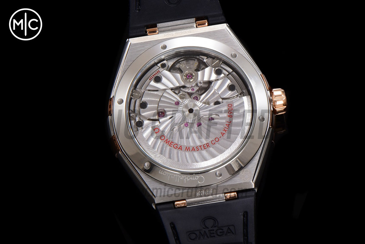 Constellation 41mm RG Silver Grey Dial on Leather Clad Rubber Strap – Premium Edition