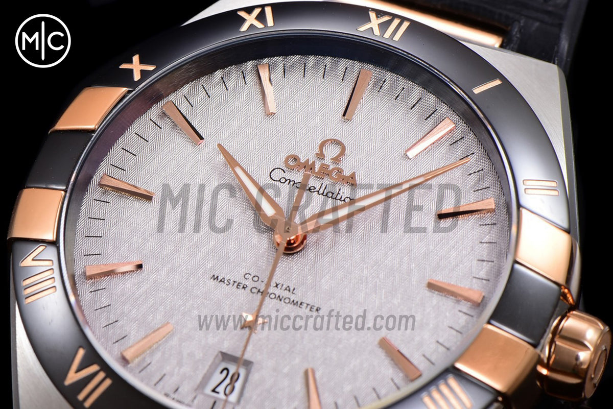 Constellation 41mm RG Silver Grey Dial on Leather Clad Rubber Strap – Premium Edition