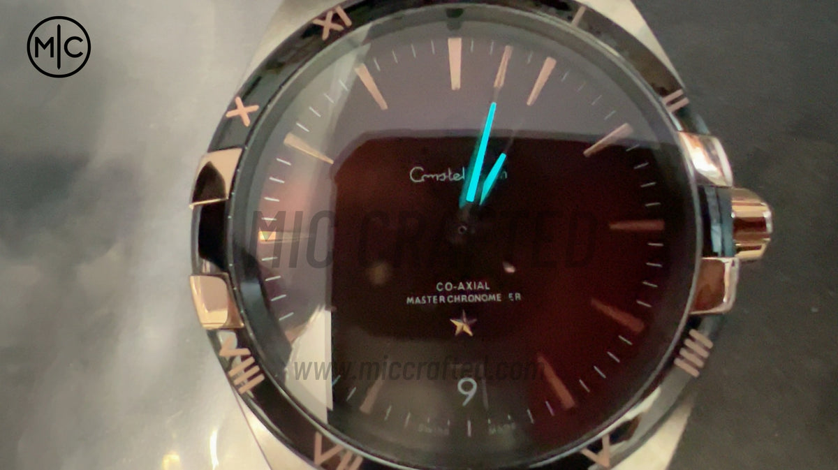 Constellation 41mm RG Wine Red Ceramic Red Dial on Leather Clad Rubber Strap – Premium Edition
