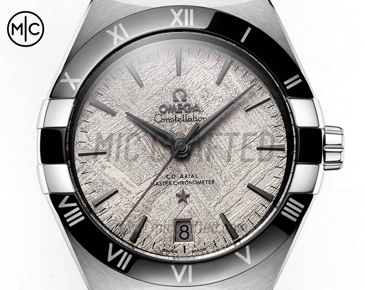 Constellation 41mm Black Ceramic Meteorite Dial on Leather Clad Rubber Strap – Premium Edition