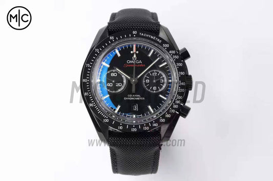 Speedmaster 44mm "Dark Side of The Moon" Real Ceramic on Black Nylon Strap – Premium Edition