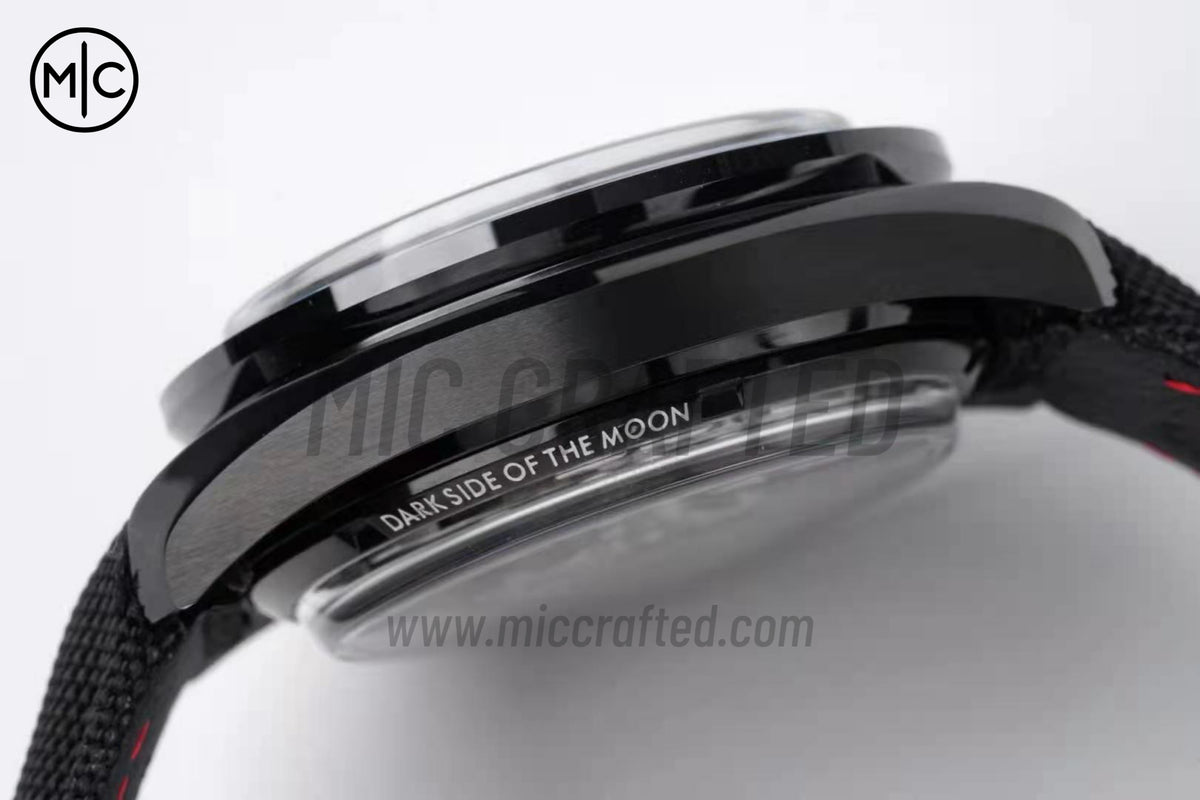 Speedmaster 44mm "Dark Side of The Moon" Real Ceramic on Black Nylon Strap – Premium Edition