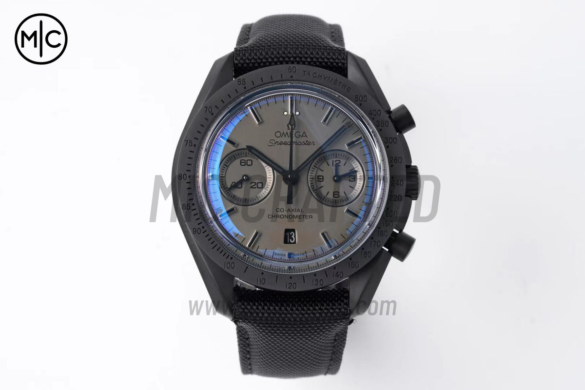 Speedmaster 44mm "Dark Side of The Moon" Real Ceramic Black Dial on Nylon Strap – Premium Edition