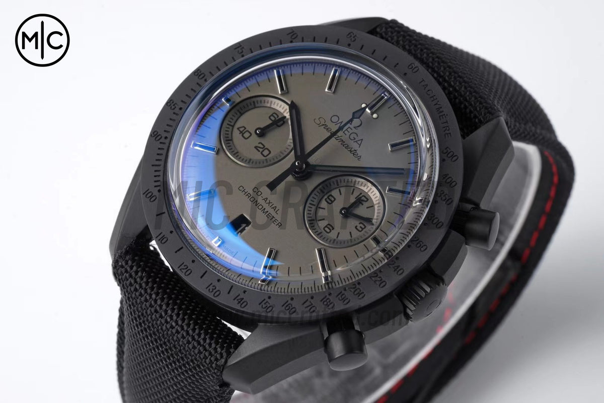 Speedmaster 44mm "Dark Side of The Moon" Real Ceramic Black Dial on Nylon Strap – Premium Edition