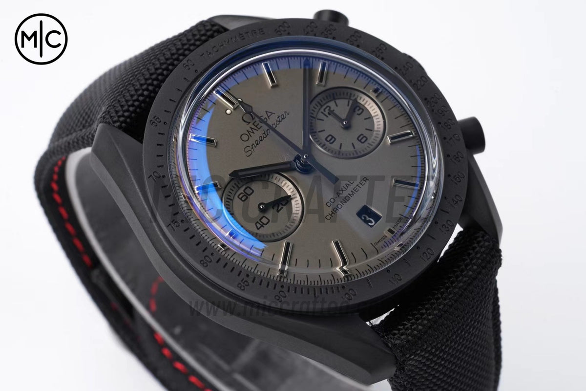 Speedmaster 44mm "Dark Side of The Moon" Real Ceramic Black Dial on Nylon Strap – Premium Edition