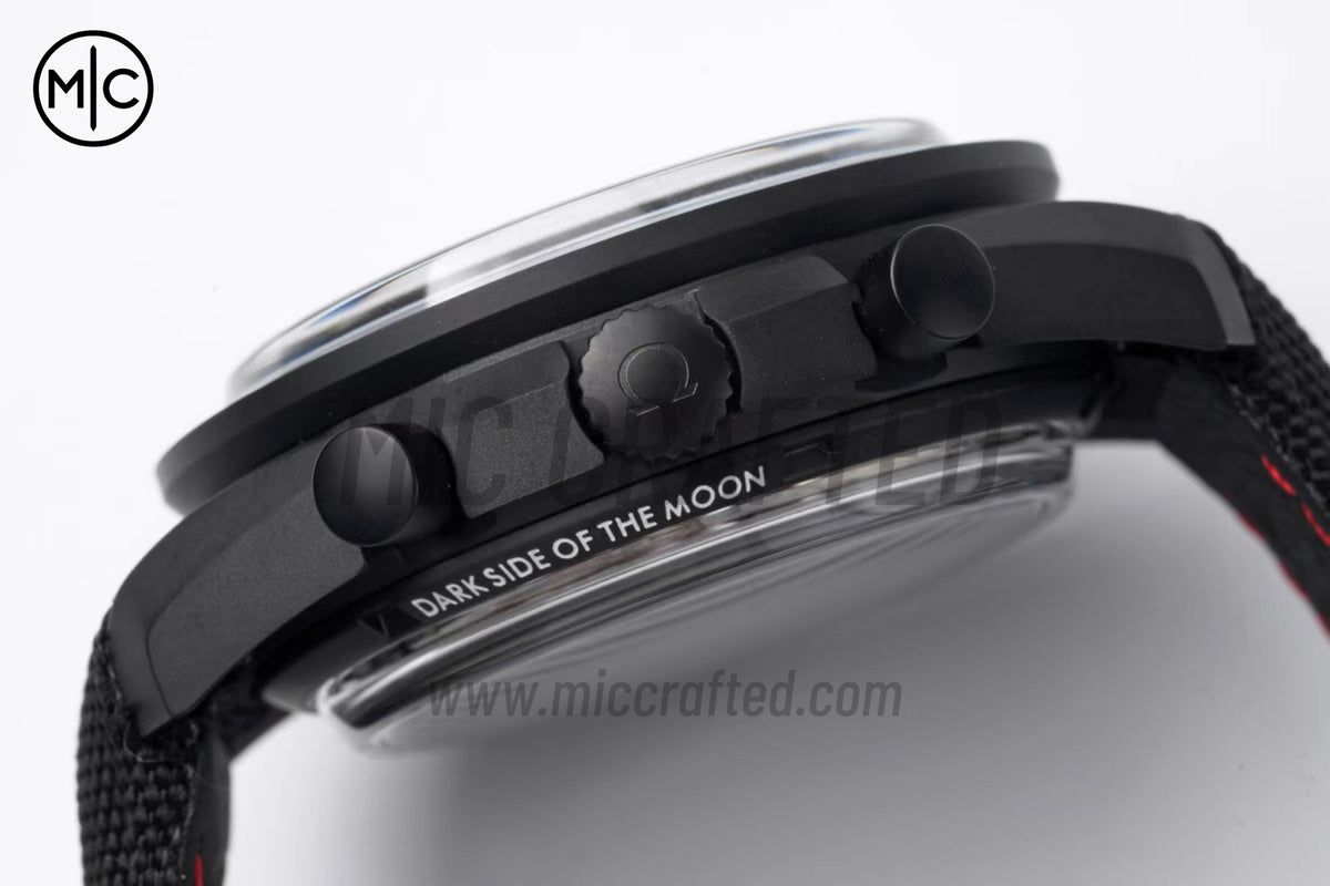 Speedmaster 44mm "Dark Side of The Moon" Real Ceramic Black Dial on Nylon Strap – Premium Edition