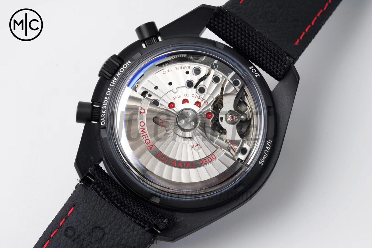 Speedmaster 44mm "Dark Side of The Moon" Real Ceramic Black Dial on Nylon Strap – Premium Edition