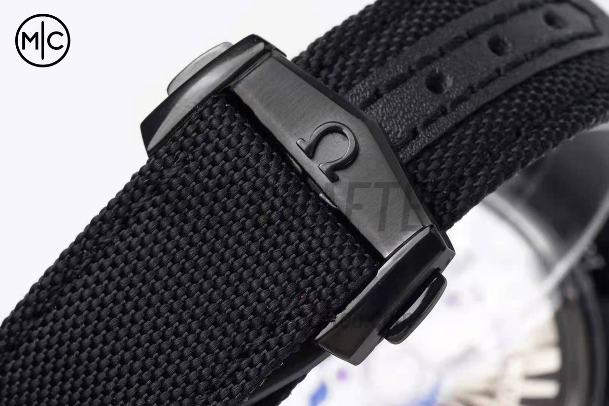 Speedmaster 44mm "Dark Side of The Moon" Real Ceramic Black Dial on Nylon Strap – Premium Edition