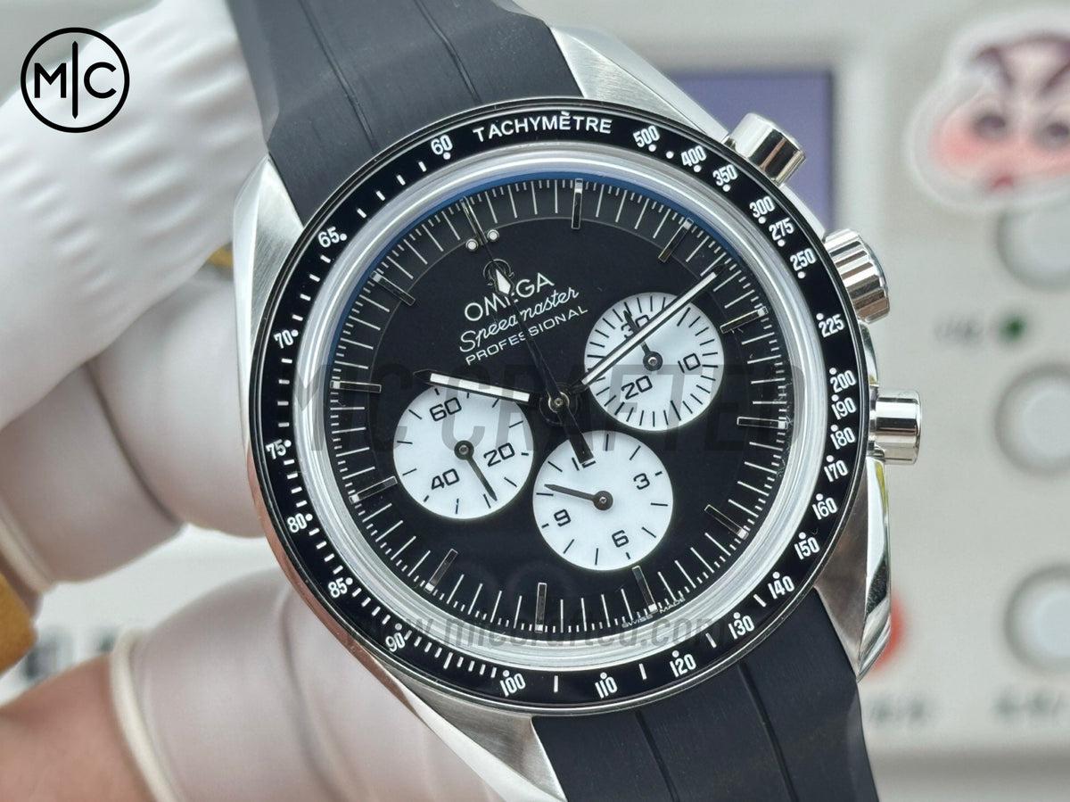 Speedmaster Professional 42mm Black Dial on Black Rubber Strap – Premium Edition