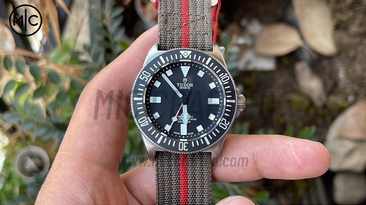 Pelagos FXD 42mm Titanium m25717n Black Dial on Gray Nylon Strap – Premium Edition