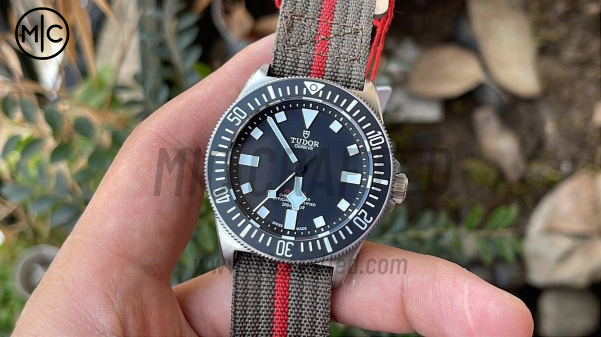 Pelagos FXD 42mm Titanium m25717n Black Dial on Gray Nylon Strap – Premium Edition