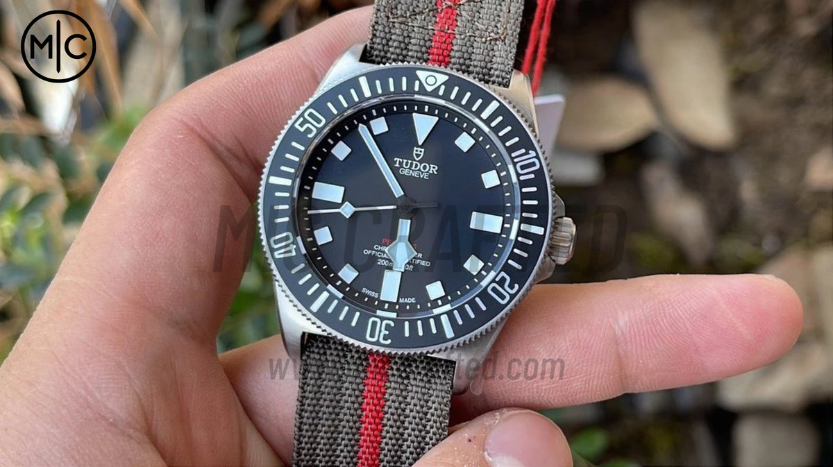 Pelagos FXD 42mm Titanium m25717n Black Dial on Gray Nylon Strap – Premium Edition