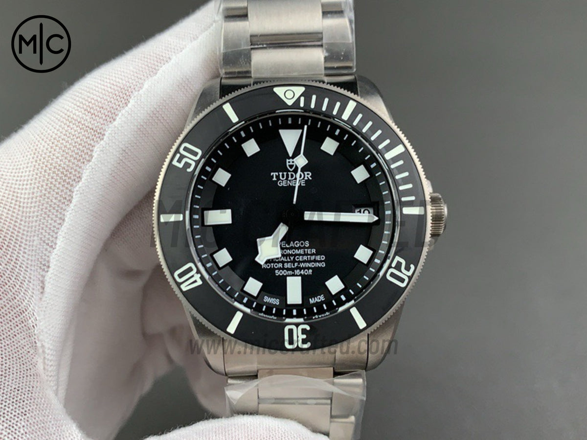Pelagos 42mm Titanium Black Ceramic Black Dial on Titanium Bracelet – Premium Edition
